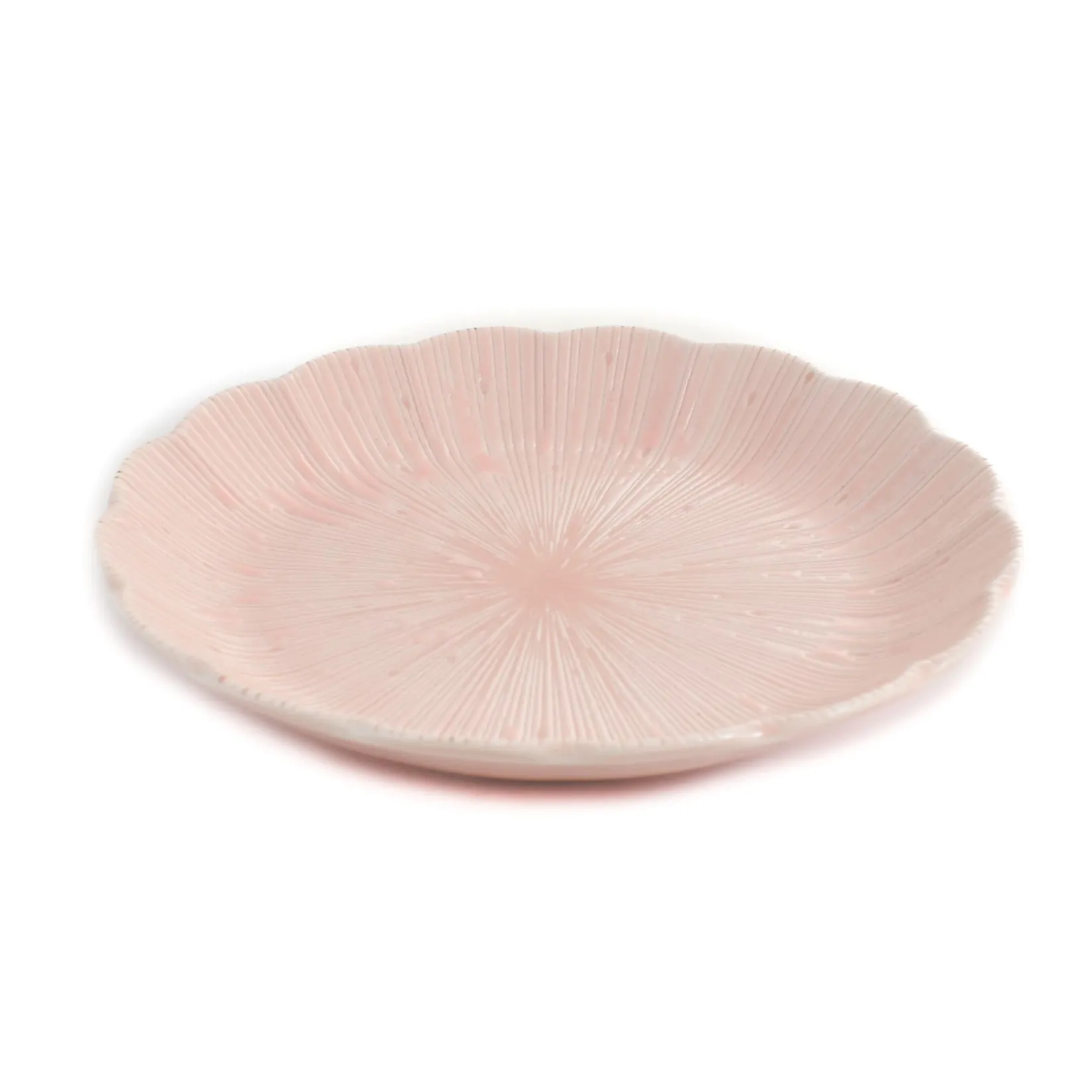 Pink Scalloped Japanese Deep Dinner Plate, 22cm Japanese Ingredients|Plates