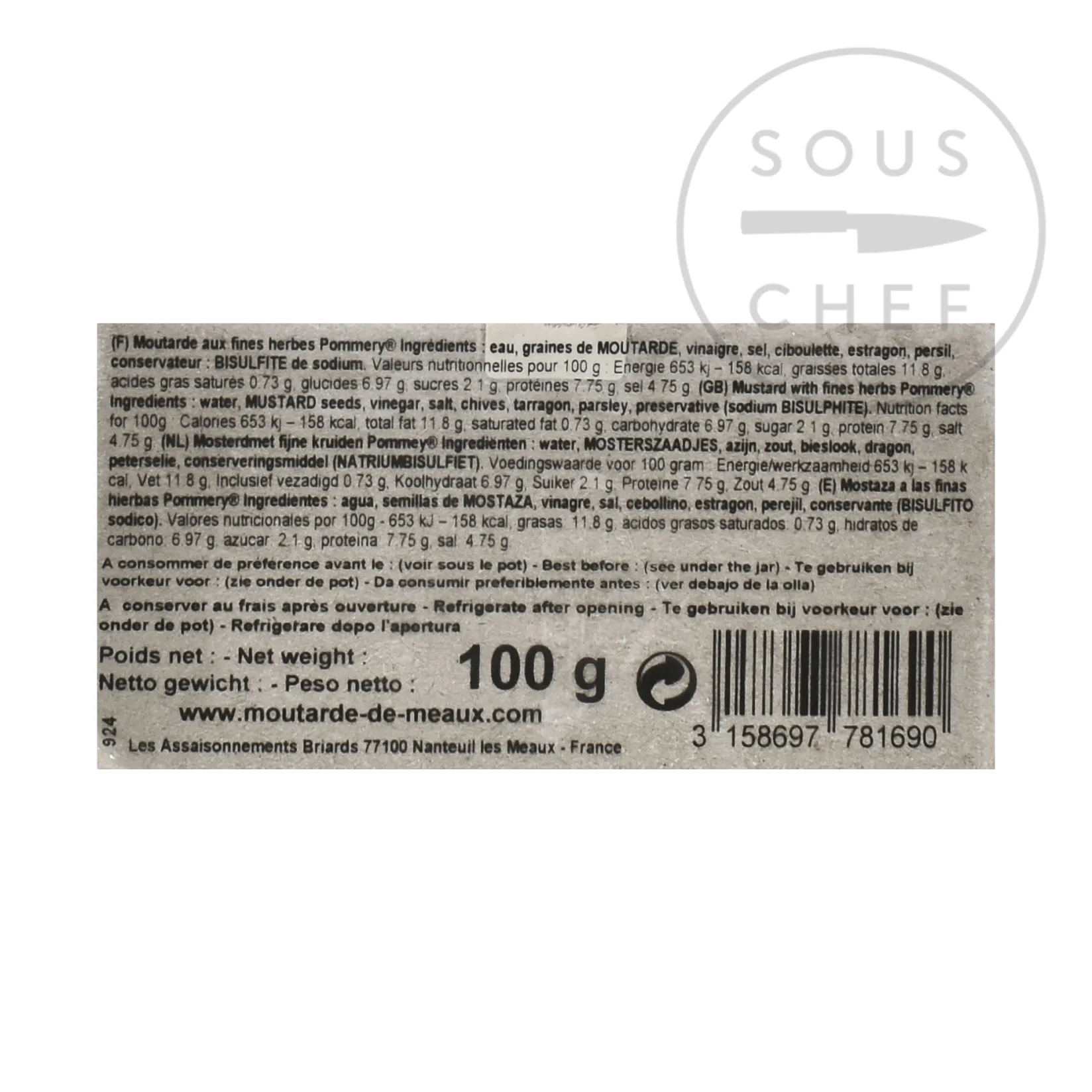 Sale Herb Mustard - Chives, Parsley & Tarragon 100g Ingredients Brands|French Ingredients