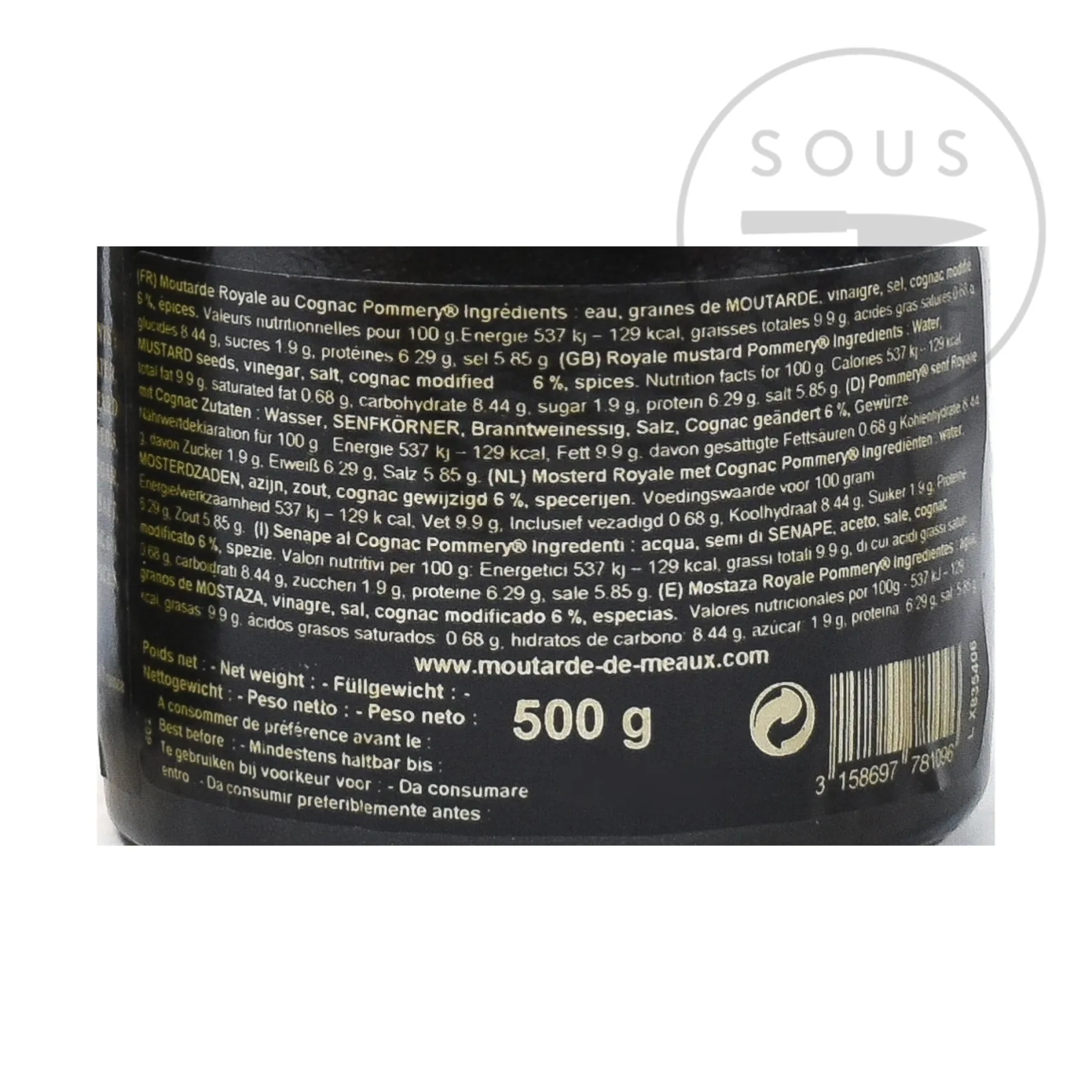 Sale Royale Mustard With Cognac, 500g French Ingredients|Sauces & Condiments