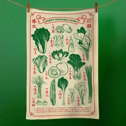 Clearance London Vegetable Guide Tea Towel Kitchen Textiles & Clothing