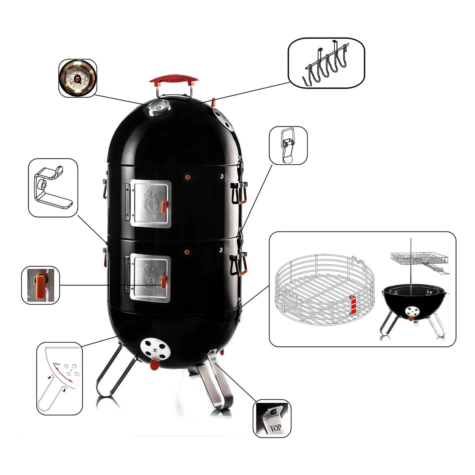 Hot Frontier Elite 3in1 BBQ Smoker American Ingredients|Bbq & Smoking