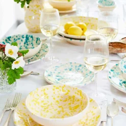 Best Puglia Aquamarine Splatter Ceramic Pitcher Italian Ingredients|Tableware Brands
