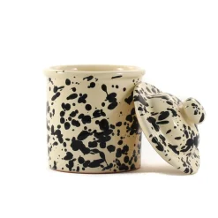 Best Puglia Black Splatter Ceramic Storage Jar, 15cm Tableware Brands|Italian Ingredients
