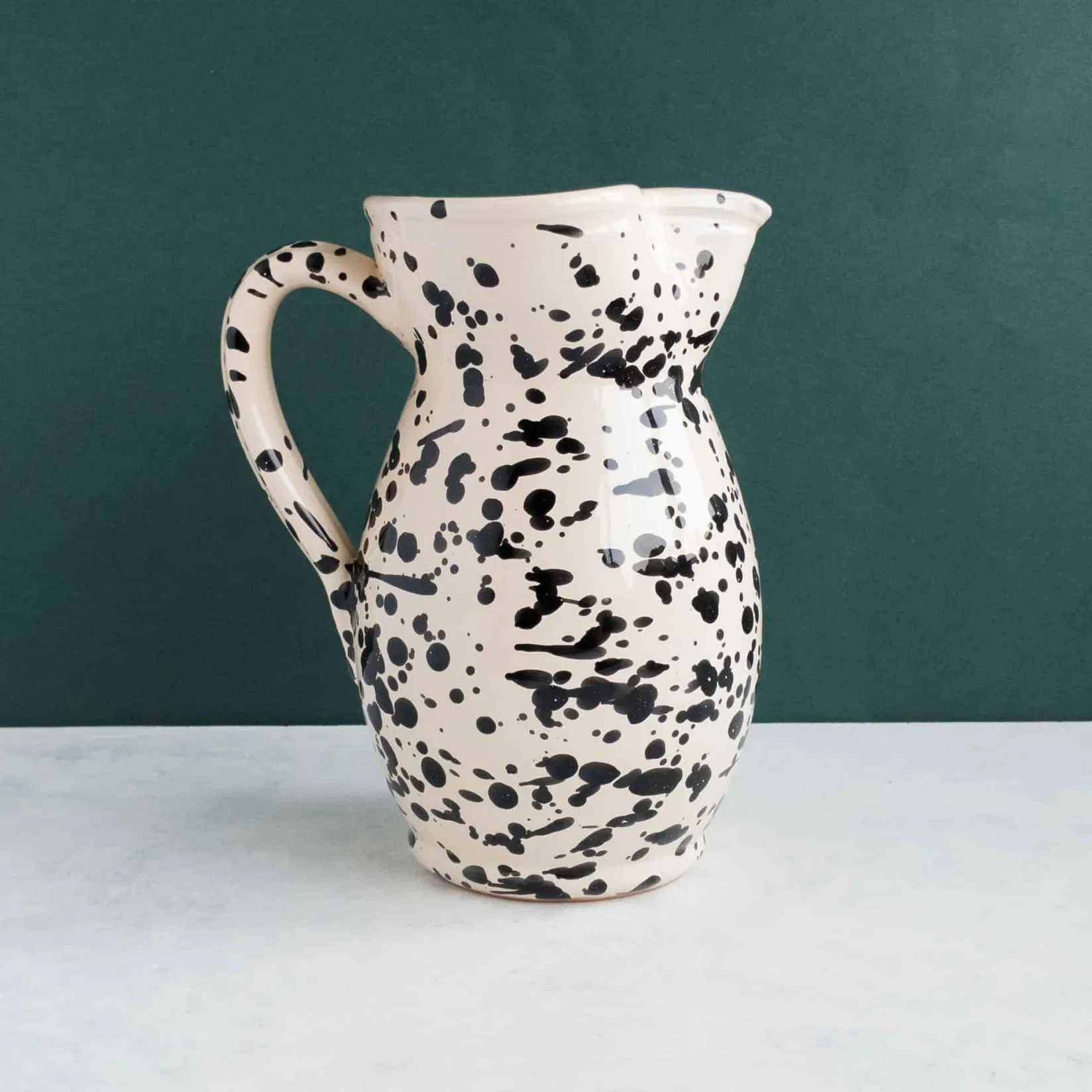 Hot Puglia Black Splatter Ceramic Pitcher Italian Ingredients|Tableware Brands