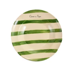Online Puglia "Cacio E Pepe" Green Stripe Pasta Bowl, 29cm Crockery & Dinnerware|Bowls