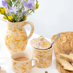 New Puglia Dark Yellow Splatter Pitcher Tableware Brands|Italian Ingredients
