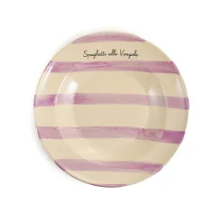 Online Puglia "Spaghetti Alle Vongole" Lilac Stripe Pasta Bowl, 29cm Tableware Brands
