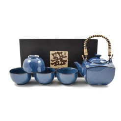 Hot Rich Blue Japanese Tea Set for Four Japanese Ingredients|Japanese Tableware