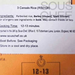 3 Cereals Rice, 850g Ingredients Brands|Pasta, Rice & Beans