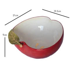 Apple Bowl with Gold Detail, 19.5x21cm Crockery & Dinnerware|Bowls