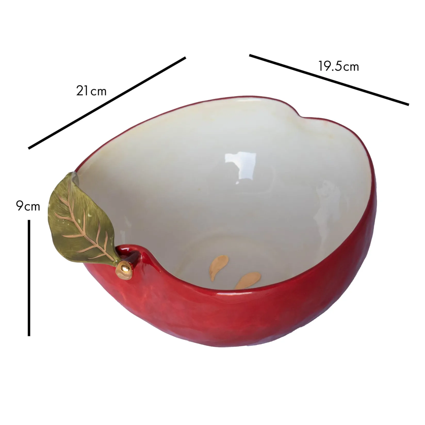 Apple Bowl with Gold Detail, 19.5x21cm Crockery & Dinnerware|Bowls