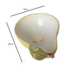 Online Pear Bowl with Gold Detail, 14x20cm Crockery & Dinnerware|Bowls