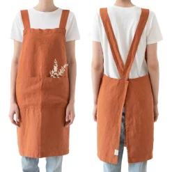 New Rust Crossback Linen Apron Kitchen Textiles & Clothing