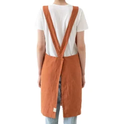 New Rust Crossback Linen Apron Kitchen Textiles & Clothing
