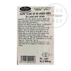 Hot Salami Felino IGP Riserva with Wooden Carving Board, 300g Ingredients Brands|Italian Ingredients