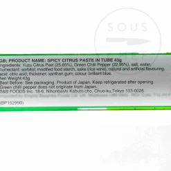 New Spicy Citrus Yuzu Paste In Tube, 43g Ingredients Brands|Japanese Ingredients