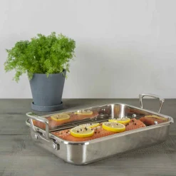 Best Impact Stainless Steel Roasting Pan with Rack, 43x28cm Baking Supplies & Equipment