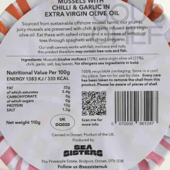Sale Tinned Mussels With Chilli & Garlic Oil 110g Ingredients Brands|Tinned Fish & Seafood