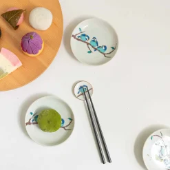 Online Porcelain Birds on Branch Garnish Plates, Set of 5, 5.5cm Japanese Ingredients|Plates