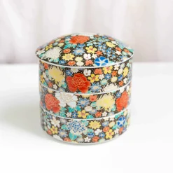 New Porcelain Black Floral Motif Sweets Container, 3 Compartments Tableware Brands|Japanese Ingredients