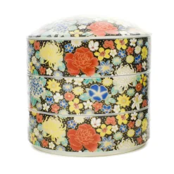 New Porcelain Black Floral Motif Sweets Container, 3 Compartments Tableware Brands|Japanese Ingredients