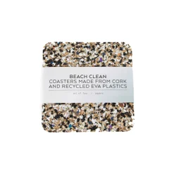 Outlet Set of 4 Beach Clean Recycled Cork Square Coasters, 10cm Tableware Brands