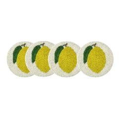 Set of 4 Beaded Lemon Coasters Tableware Brands