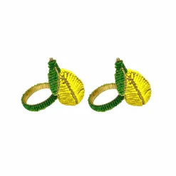 Sale Set of 2 Beaded Lemon Napkin Rings Table Setting|Kitchen Textiles & Clothing