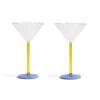 Online Set of 2 Blue & Yellow Stem Martini Glasses Tableware Brands|Table Setting