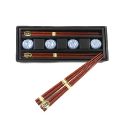 Sale Set of 4 Blue Wave Chopsticks with Rests Japanese Ingredients|Japanese Tableware