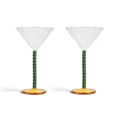 Discount Set of 2 Bubble Stem Martini Glasses Table Setting|Drinking Glasses