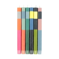 Clearance Set of 6 Colourblock Dinner Candles -Multicolour abstract Table Setting|Tableware Brands
