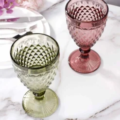 Discount Set of 6 Green Diamond Wine Glasses, 350ml Tableware Brands
