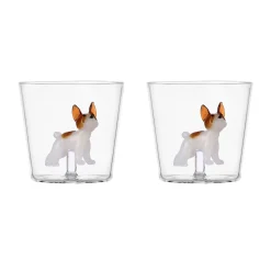 Sale Set of 2 French Bulldog Tumblers, 300ml Table Setting|Drinking Glasses
