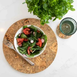 Clearance Set of 4 Marbled Cork Round Coasters, 10cm Tableware Brands