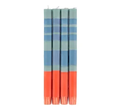 Best Set of 4 Orange Mint Striped Candles Table Setting|Tableware Brands