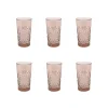 Clearance Set of 6 Pink Hobstar Highball Glasses, 350ml Tableware Brands|Cocktail Making & Barware