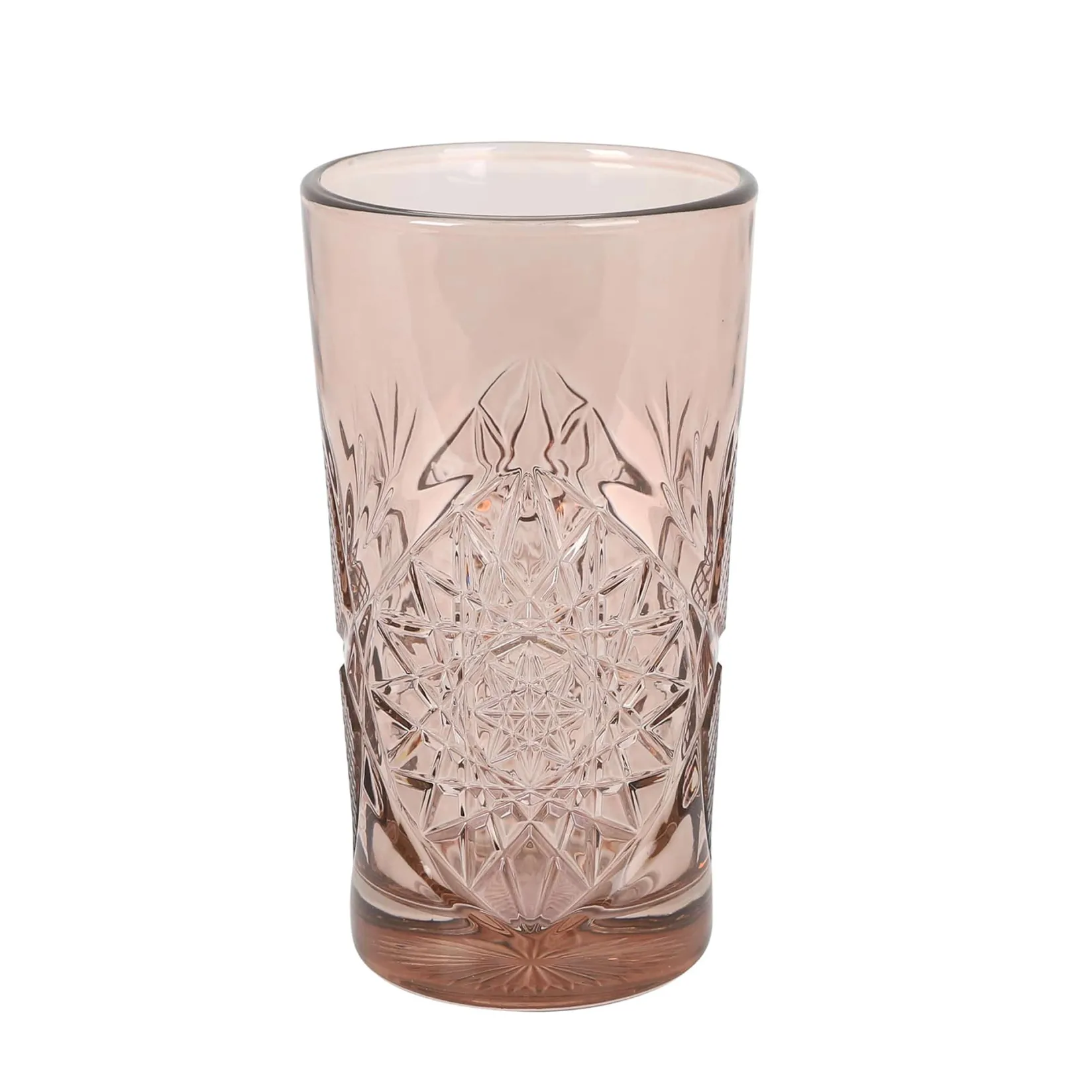 Clearance Set of 6 Pink Hobstar Highball Glasses, 350ml Tableware Brands|Cocktail Making & Barware