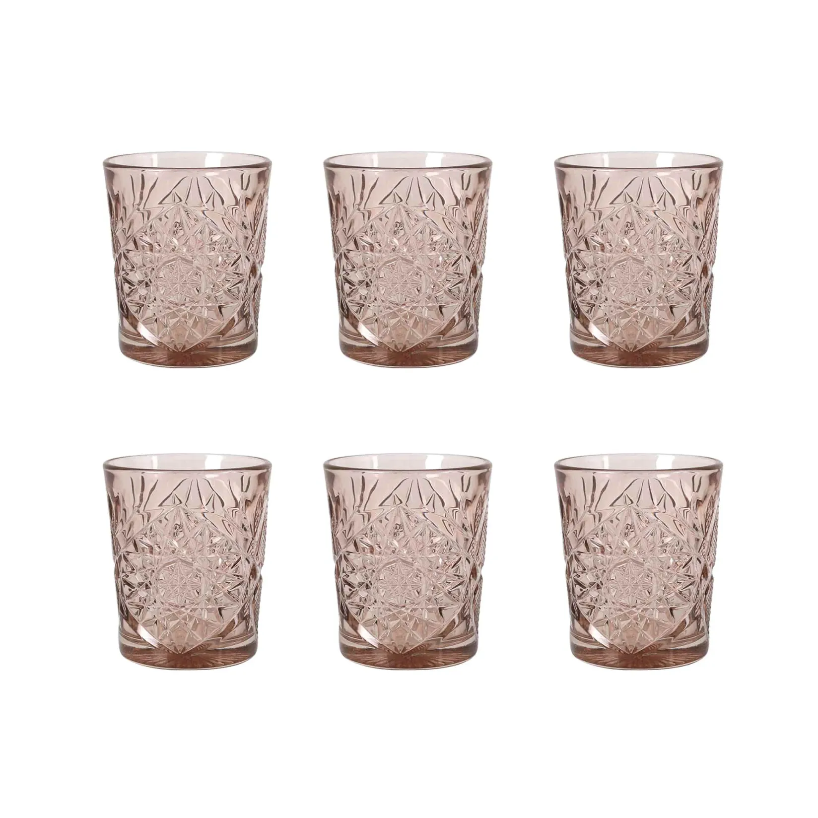 Outlet Set of 6 Pink Hobstar Tumbler, 350ml Tableware Brands