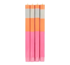 Discount Set of 4 Pink Orange Colourblock Candles Table Setting|Tableware Brands