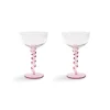 New Set of 2 Pink Twisted Coupe Glasses Table Setting|Drinking Glasses
