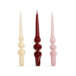 Set of 3 Red and Purple Spiral Candles Table Setting|Tableware Brands