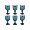 Set of 6 Ribbed Blue Wine Glasses, 255ml Tableware Brands