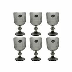 Sale Set of 6 Ribbed Green Wine Glasses, 255ml Tableware Brands