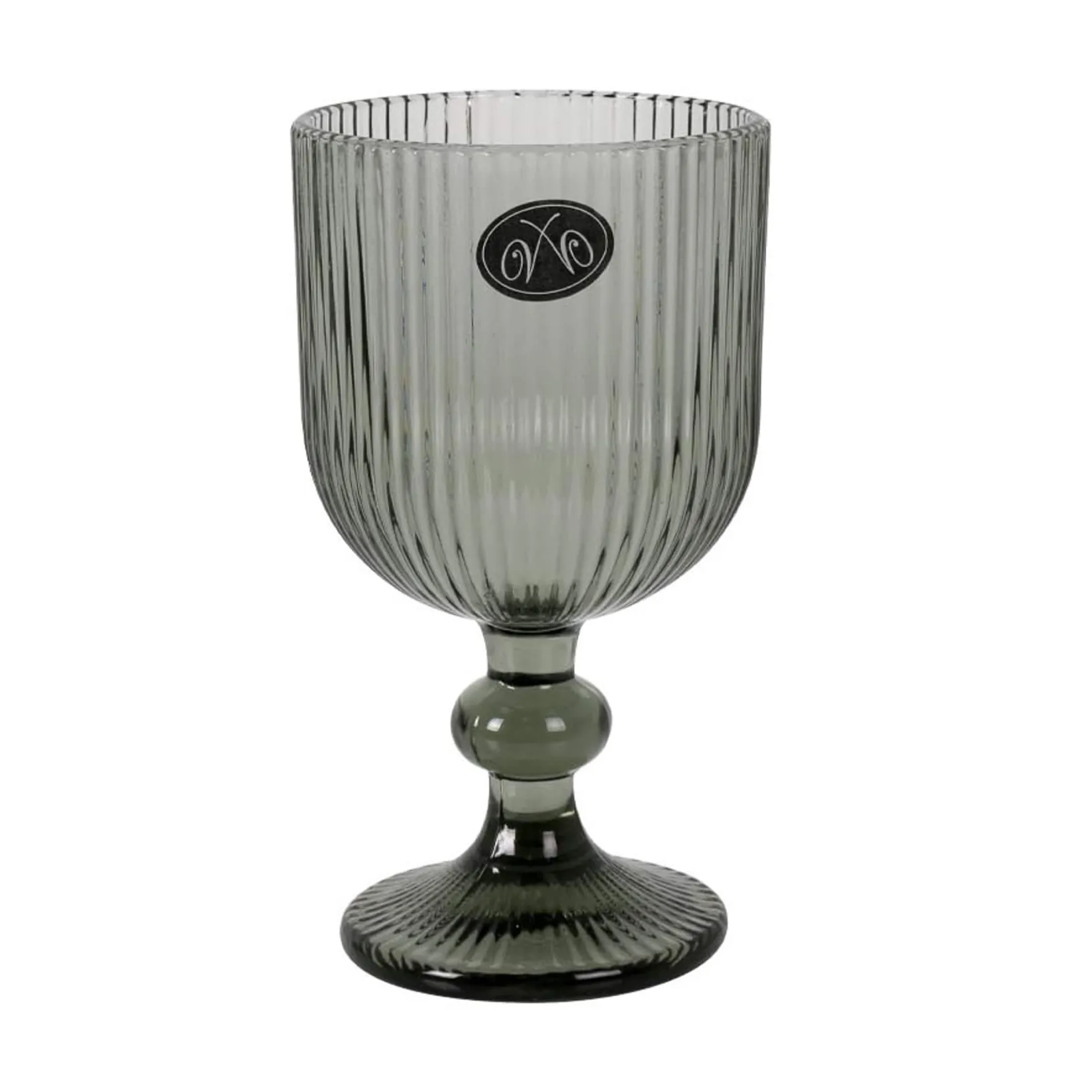 Sale Set of 6 Ribbed Green Wine Glasses, 255ml Tableware Brands