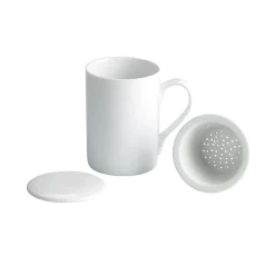 Sale Set of 6 White Mug with Tea Strainer, 270ml Tableware Brands