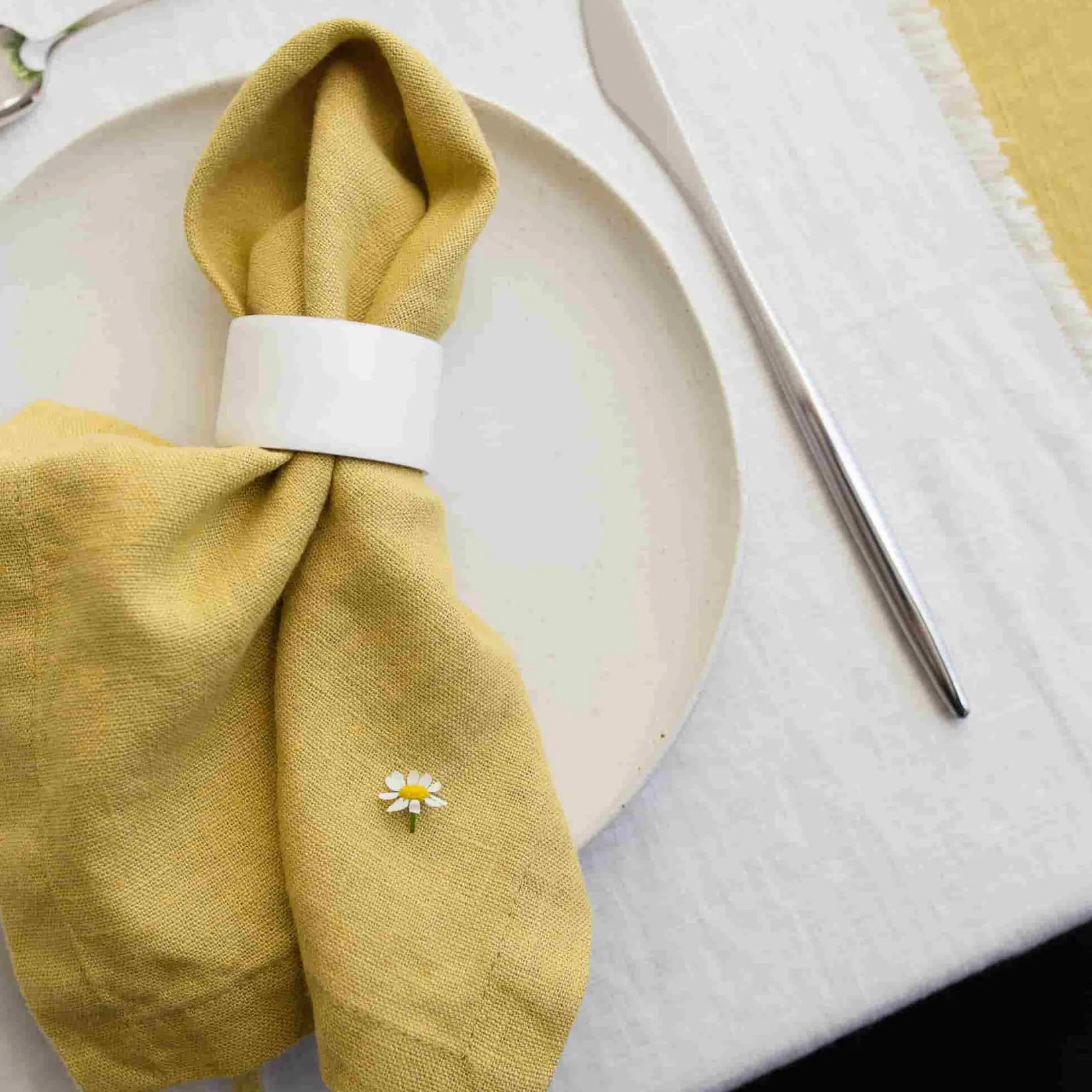 New Set of 2 Yellow Linen Napkins Table Setting|Kitchen Textiles & Clothing