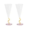 New Set of 2 Yellow Stem Champagne Flutes, 180ml Tableware Brands
