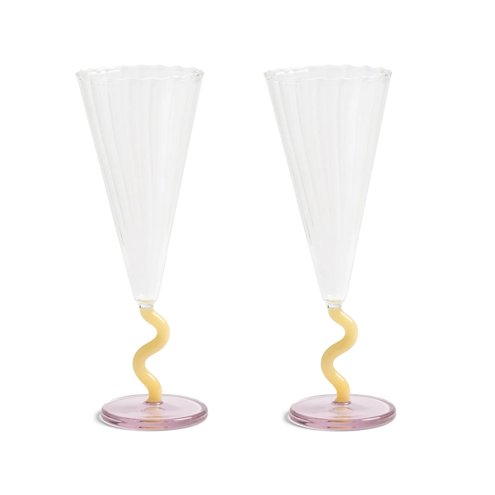 New Set of 2 Yellow Stem Champagne Flutes, 180ml Tableware Brands