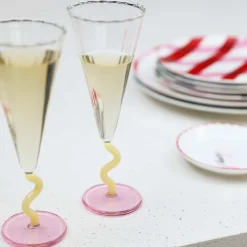 New Set of 2 Yellow Stem Champagne Flutes, 180ml Tableware Brands